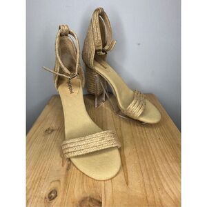 Jeffrey Campbell Women’s Rowboat Round Toe Block‎ Heel Sandal Tan Sz 8.5